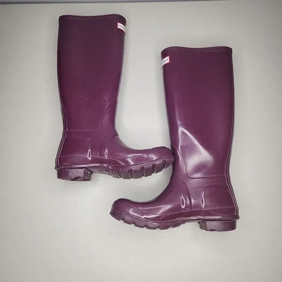 Hunter Original Gloss Tall Rubber Wellington Rain Boots Womens Size 6 EUR 37