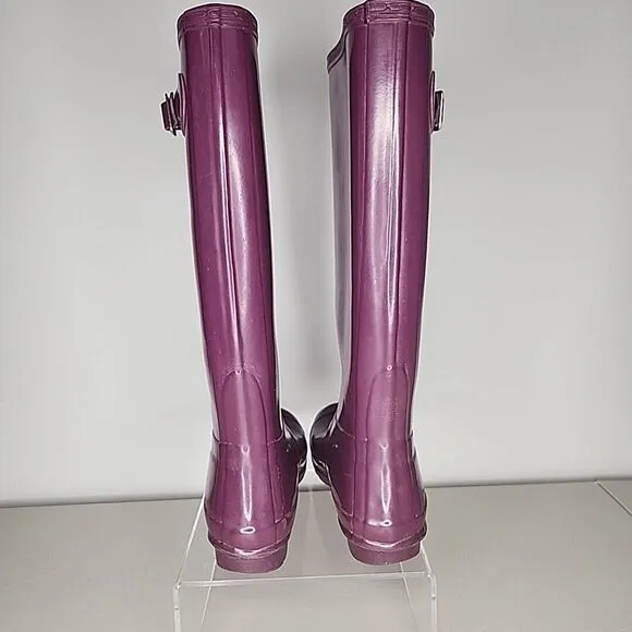 Hunter Original Gloss Tall Rubber Wellington Rain Boots Womens Size 6 EUR 37