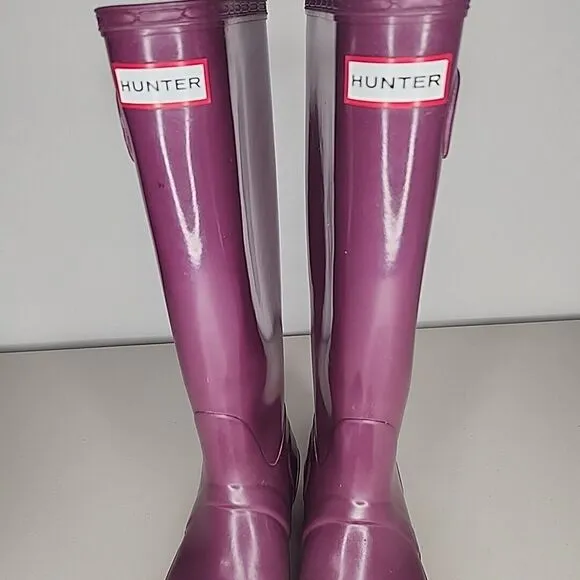 Hunter Original Gloss Tall Rubber Wellington Rain Boots Womens Size 6 EUR 37