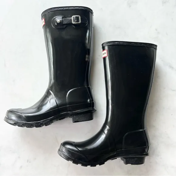 Hunter Original Glossy Black Rain Boots ~ Sz 4
