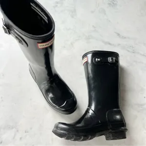 Hunter Original Glossy Black Rain Boots ~ Sz 4