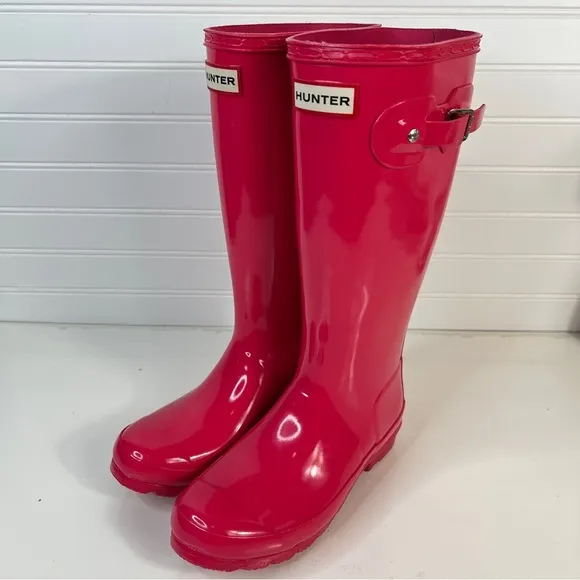 Hunter Original Kids Hot Pink Tall Rain Boots Youth Size US Boys 4, Girls 5