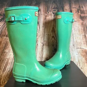 Hunter Original Tall Glitter Rain Boots Womens Sz 5