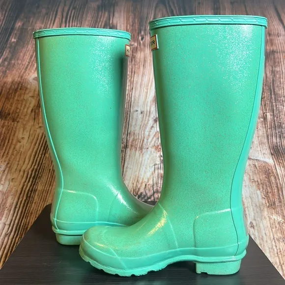Hunter Original Tall Glitter Rain Boots Womens Sz 5