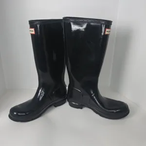 Hunter Original Tall Gloss Rain Boots  Black Size 37/5 VGUC