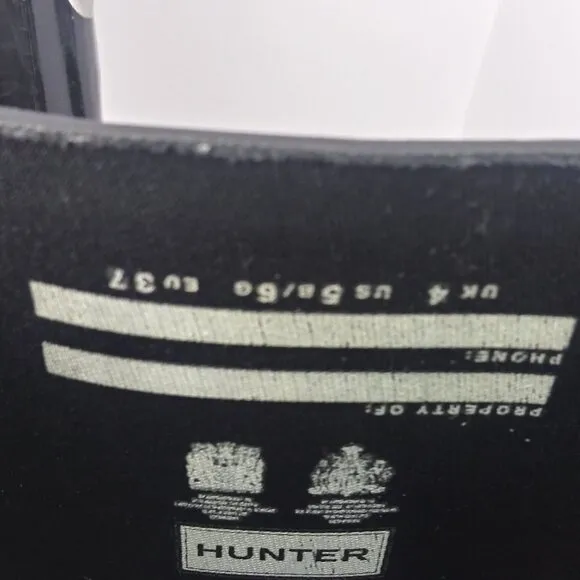 Hunter Original Tall Gloss Rain Boots  Black Size 37/5 VGUC