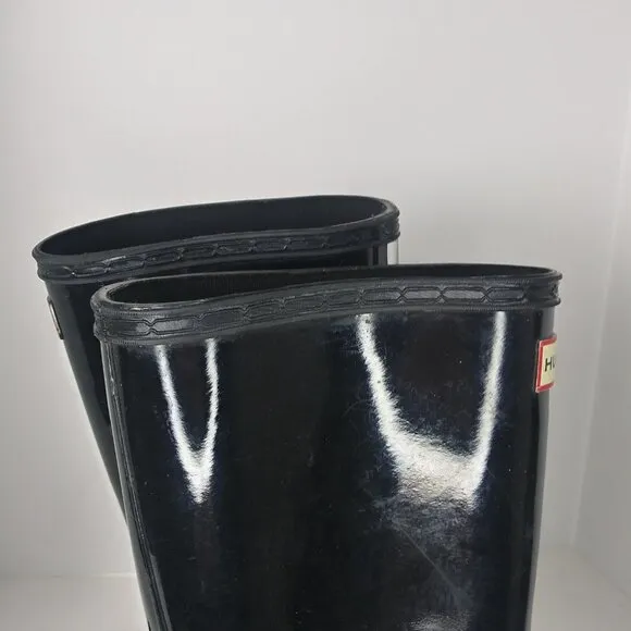 Hunter Original Tall Gloss Rain Boots  Black Size 37/5 VGUC