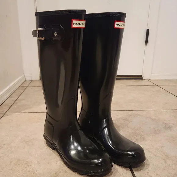 Hunter Original Tall Glossy Boots - Size 7