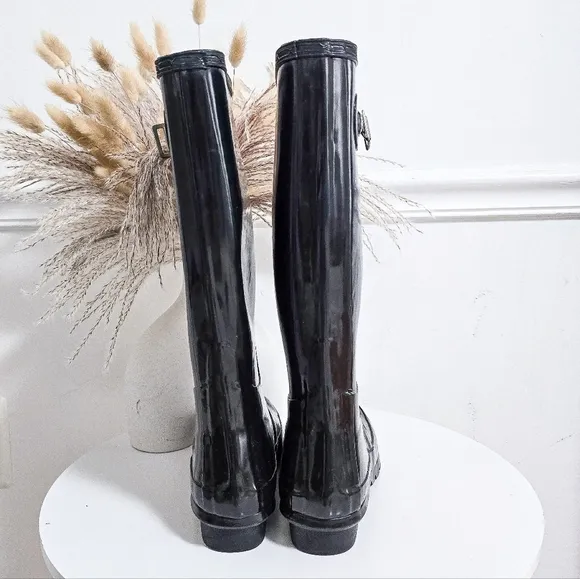 Hunter original tall glossy rain boots size 7