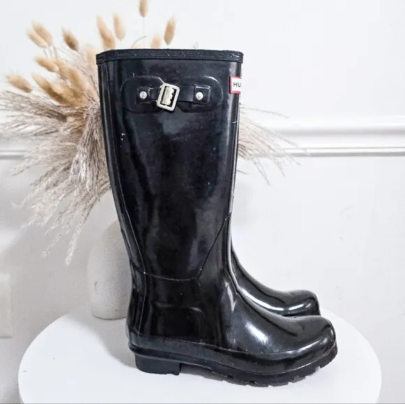 Hunter original tall glossy rain boots size 7