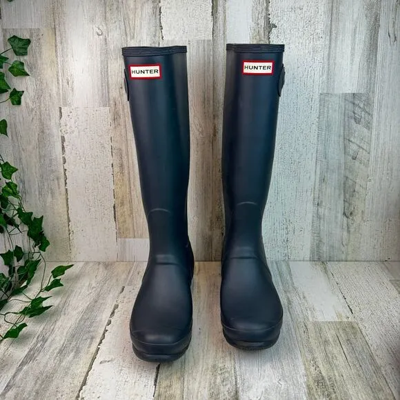 Hunter Original Tall Ladies Blue/gray Rain Boots Sz 10