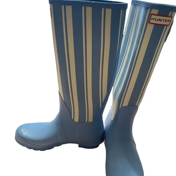 Hunter Original Tall Matte Rain boots Forget Me Not/white US Size 10
