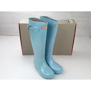Hunter Pale Mint Original Gloss Tall Rain Boots Size 5 New with Box