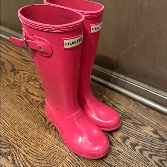 Hunter Pink Rain Boots, Size 1, Tall Boots, EUC