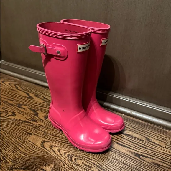 Hunter Pink Rain Boots, Size 1, Tall Boots, EUC