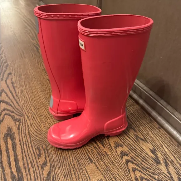 Hunter Pink Rain Boots, Size 1, Tall Boots, EUC