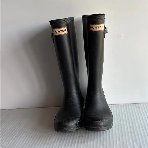 Hunter Rain Boots Kids Classic Original Tall Big Kid Matte Black Size 3G/2B