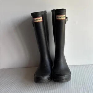 Hunter Rain Boots Kids Classic Original Tall Big Kid Matte Black Size 3G/2B