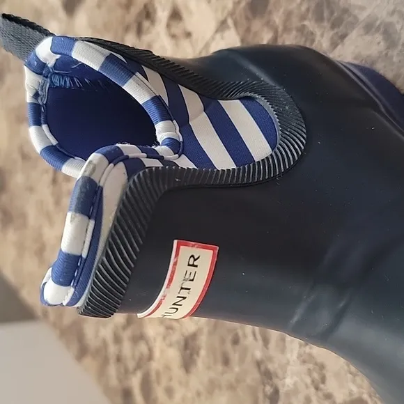 Hunter Striped Blue Ankle Boots Size 4 Boys