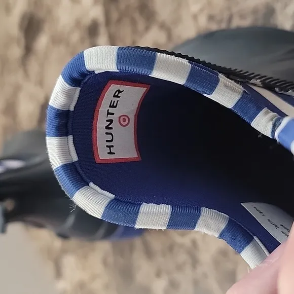 Hunter Striped Blue Ankle Boots Size 4 Boys