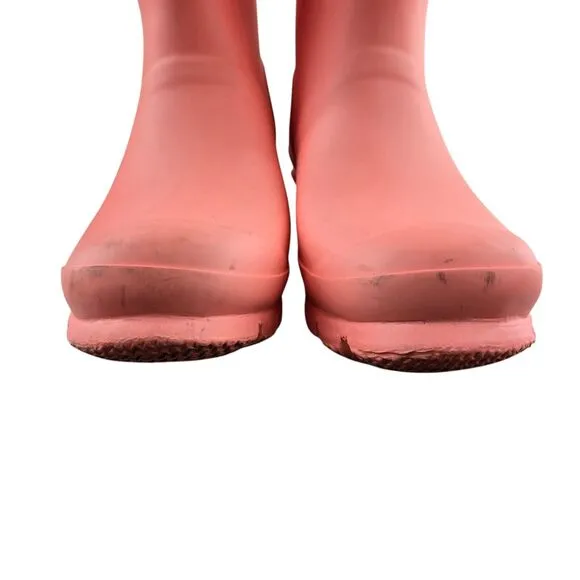 Hunter Tall Rain Boots Girls 6 Boys 5 Wellies Pink Orange Preppy Knee High Logo