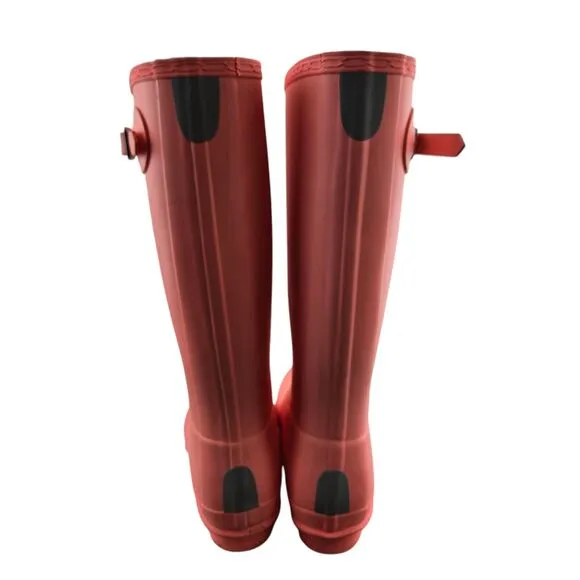 Hunter Tall Rain Boots Girls 6 Boys 5 Wellies Pink Orange Preppy Knee High Logo