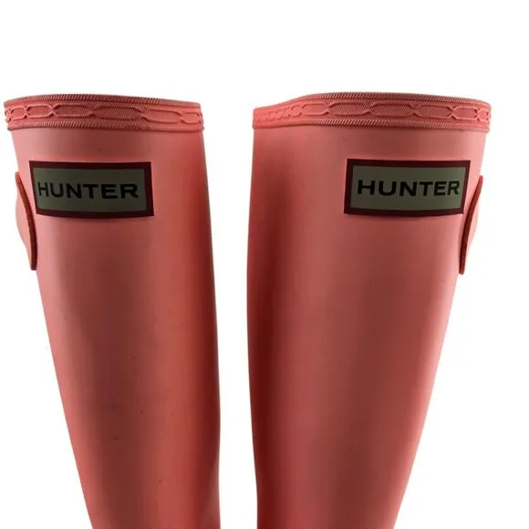 Hunter Tall Rain Boots Girls 6 Boys 5 Wellies Pink Orange Preppy Knee High Logo