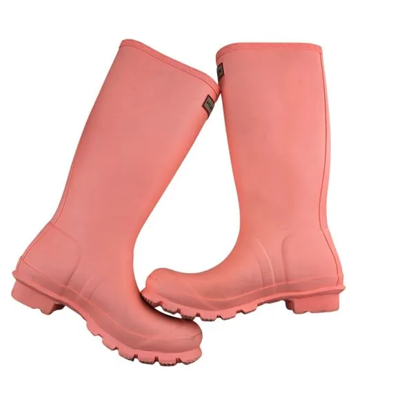 Hunter Tall Rain Boots Girls 6 Boys 5 Wellies Pink Orange Preppy Knee High Logo