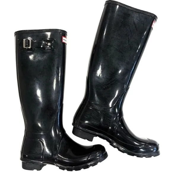 HUNTER Tall Glossy Wellies (Sz 37)