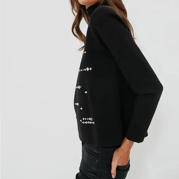 HYACINTH HOUSEBlack Embellished Greta Turtleneck