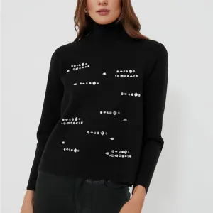 HYACINTH HOUSEBlack Embellished Greta Turtleneck