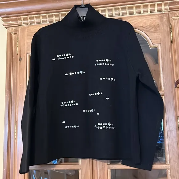 HYACINTH HOUSEBlack Embellished Greta Turtleneck