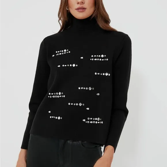 HYACINTH HOUSEBlack Embellished Greta Turtleneck