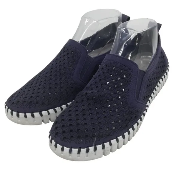 Ilse Jacobsen Tulip Slip On Blue Perforated Comfort Shoes Size 38 US 8 Comfort
