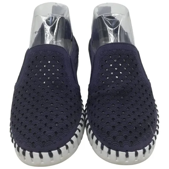 Ilse Jacobsen Tulip Slip On Blue Perforated Comfort Shoes Size 38 US 8 Comfort