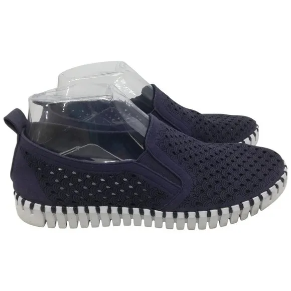 Ilse Jacobsen Tulip Slip On Blue Perforated Comfort Shoes Size 38 US 8 Comfort
