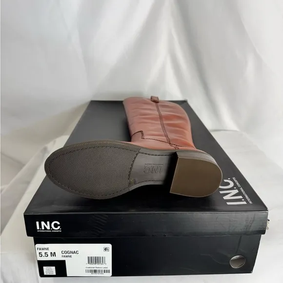 INC International Concepts Brown Over the Knee‎ Boots with Gold Hardware