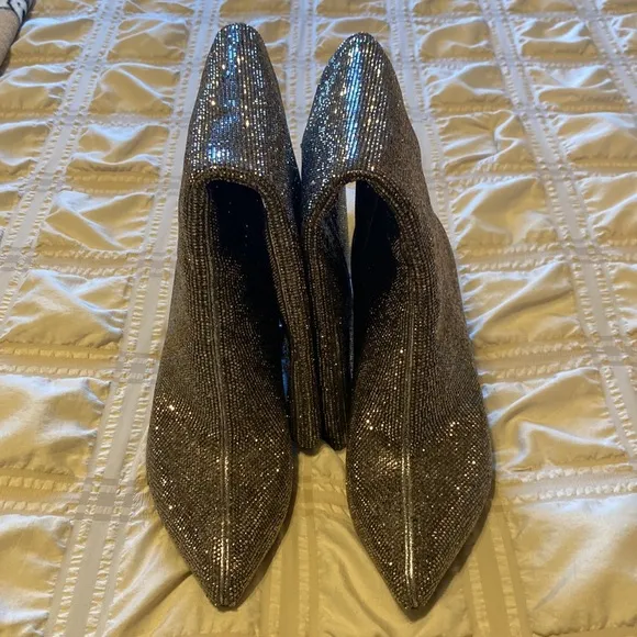 INC International Concepts PAITON 2 Tall Rhinestone Boots PEWTER