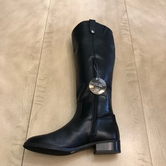 INC Womens Fawne Black Leather Tall Riding Boots 6.5 M