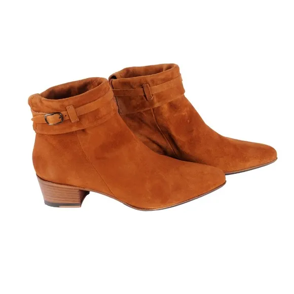 Ink ankle Ankle boots in brown suede with buckle a
