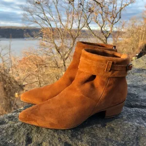 Ink ankle Ankle boots in brown suede with buckle a