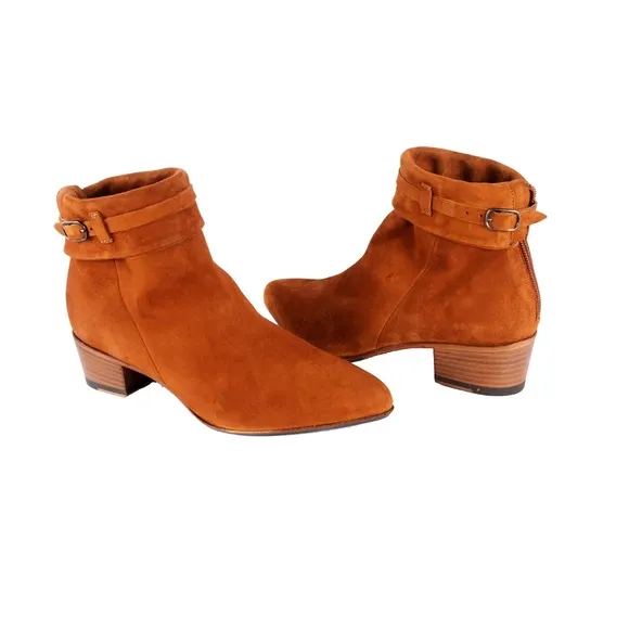 Ink ankle Ankle boots in brown suede with buckle a