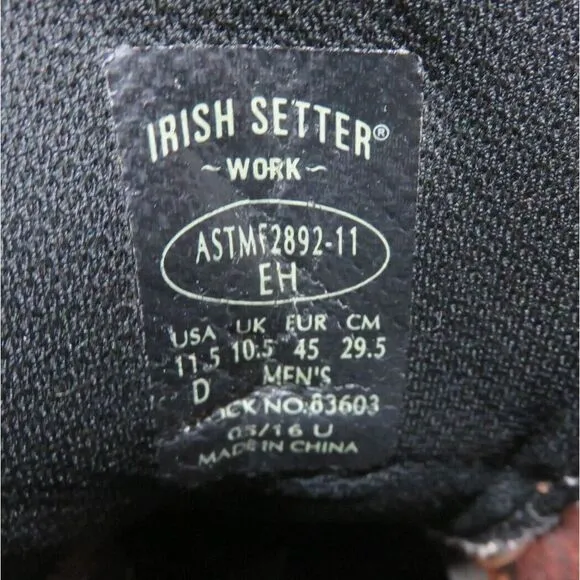 Irish Setter Red Wing 83603 Brown Ankle Work Hunting Boots Mens‎ Size 11.5 D EH