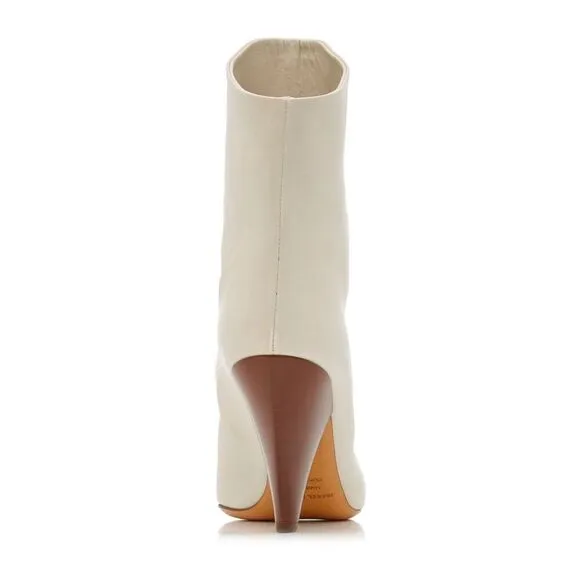 Isabel Marant Lapio Women's White Leather Ankle Boots Size 8.5