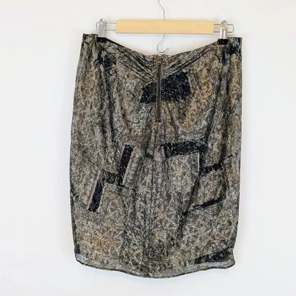 ISABEL MARANT metallic silk skirt animal print