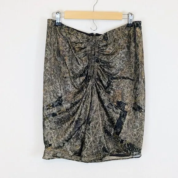 ISABEL MARANT metallic silk skirt animal print