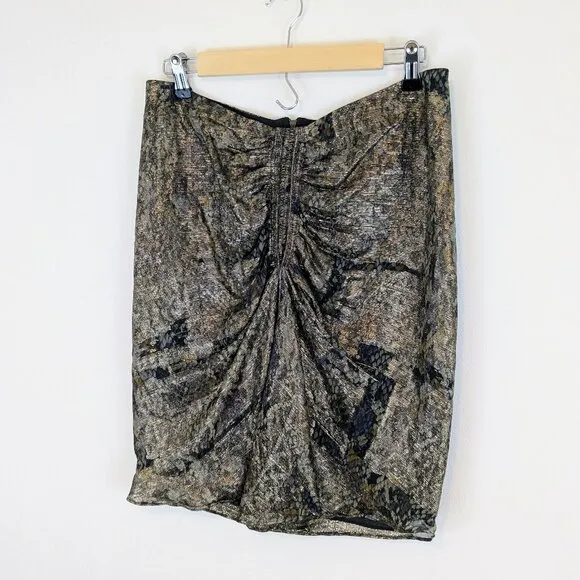 ISABEL MARANT metallic silk skirt animal print