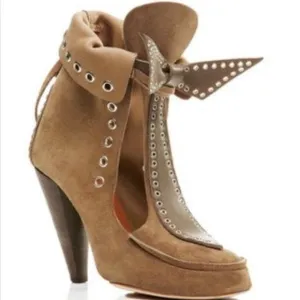 Isabel Marant Size 37 (6.5) lace up bow heeled boots 2014