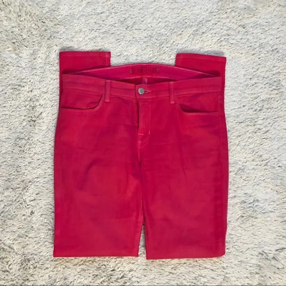 J BRAND Hewson Mid Rise Shock Pink Skinny Jeans