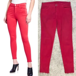 J BRAND Hewson Mid Rise Shock Pink Skinny Jeans